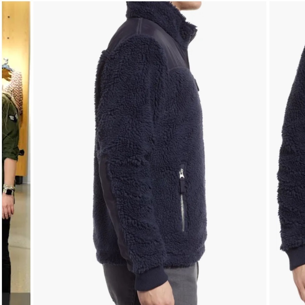 New Alex Mill fleece lined Sherpa field jacket in navy blue sz XL - Picture 2 of 14